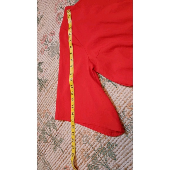 Umgee Red Scallop Wrap Romper Bell Sleeve‎ Elastic Waist Boho Chic Size Small - Picture 13 of 15